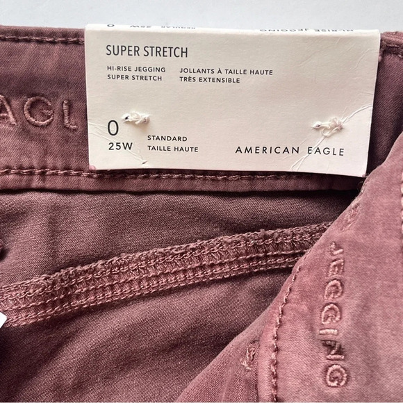 NWT American  Eagle AEO Hi Rise Jegging Super Stretch Mauve Lilac Pants Tie Sz 0 - Picture 6 of 16